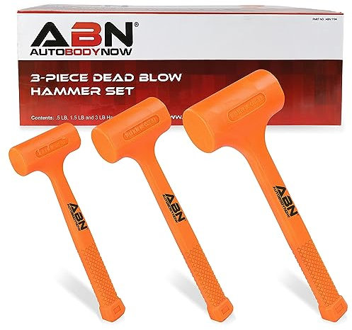 ABN Dead Blow Hammer 3-Piece Set – 1, 2, and 3 lb Pound – Unicast Mallets with Non-Marring Rubber Coating,Orange