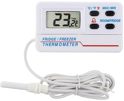 Termometro digitale per congelatore o frigorifero, con allarme per temperatura minima e massima, cavo di 1,2 m