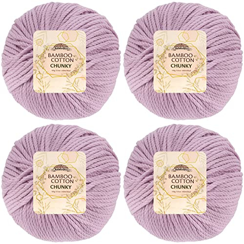 JubileeYarn Bamboo Cotton Chunky Yarn - 100g/Ball - Lilacs - 4 Balls