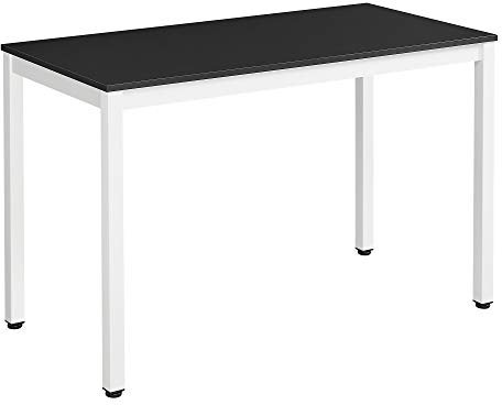 SONGMICS Escritorio, Madera de ingeniería Acero aleado, Negro + Blanco, 120 x 60 x 76 cm