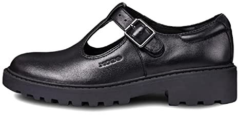 Geox Girl's J Casey Girl Ballerina, Black, 11 UK