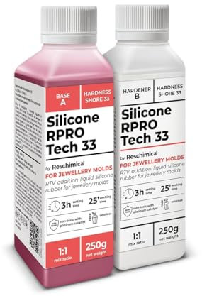 Gomma siliconica per stampi 1:1 per Alte Temperature R PRO Tech 33, Resistente alle Alte Temperature,33 Shore, Crea Stampi Professionali Senza ritiro lineare (500 gr)