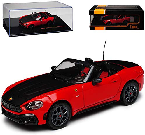 F-I-A-T 124 Abarth Spider Turismo Cabrio Rot Ab 2016 1/43 Ixo Modell Auto mit individiuellem Wunschkennzeichen