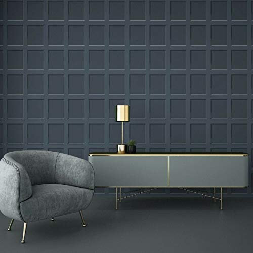 Heritage Wood 3D Effect Panel Wallpaper Blue Wooden Panel