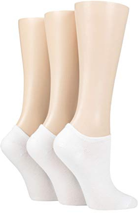 SockShop Wildfeet Ladies Plain, Patterned and Contrast Heel Bamboo Trainer Socks Pack of 3