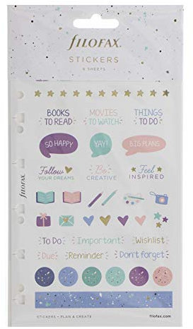 Filofax Expressions Aufkleber: Mint, Sky - Buchstabenmuster - Papierreinweg - Modern - Glitzer - 2 Bögen - Kompatibel mit Filofax Personal und A5-Organizern, Clipbooks und nachfüllbaren Notizbüchern