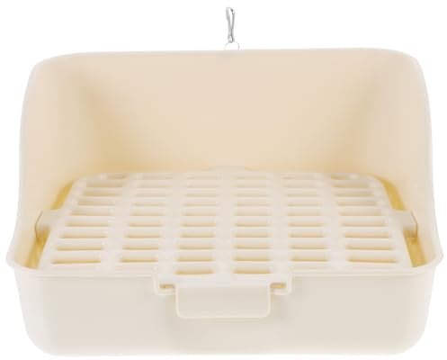 Balacoo Large Rabbit Litter Box, Potty Trainer Corner Toilet Litter Bedding Box Bigger Pet Pan for Adult Guinea Pigs, Rabbits, Chinchilla, Small Animals (Beige, Random Style)