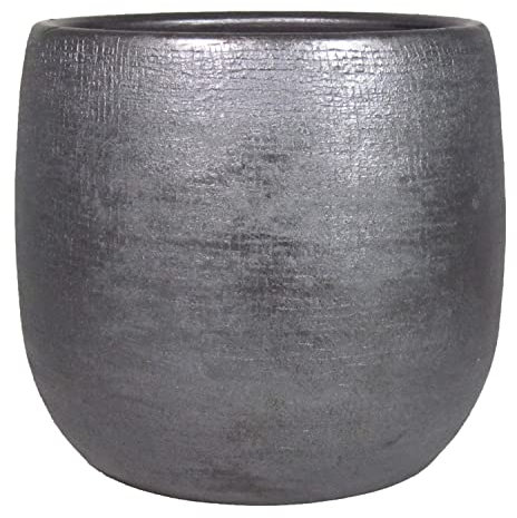 innaGLAS Pot en céramique avec veinure, Noir, 36 cm, Ø 39 cm - Pot à Fleurs
