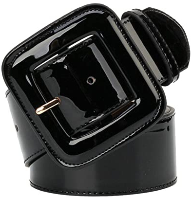 Stevenurr Cintura larga Cintura da donna Cinture da 103cm in pelle verniciata Cintura da donna nera Cintura per accessori di abbigliamento