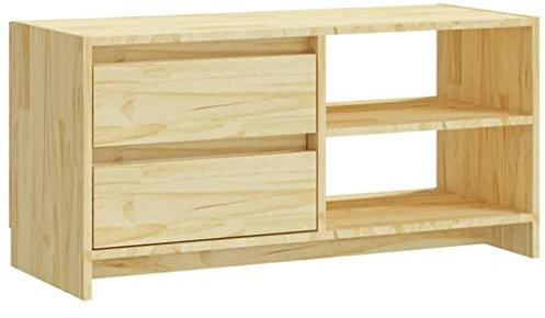 vidaXL Massivholz Kiefer TV Schrank Lowboard TV Möbel Tisch Board Sideboard Fernsehtisch Fernsehschrank HiFi-Schrank Wohnzimmer 80x31x39cm