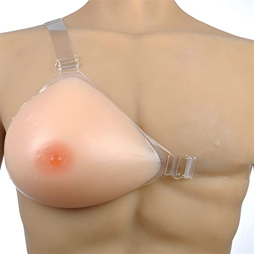 VGOLS Triangular Conjoined Silicone Fake Breast Implant Fake Boobs Breastplate For Mastectomy Prosthesis Bra Pad Enhancers Cosplay Transgender Crossdresser (Color : Skin tone, Size : C CUP 400G)
