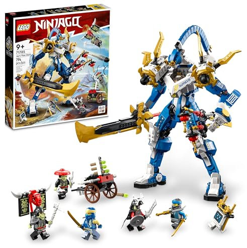 LEGO NINJAGO Jay's Titan Mech 71785, großes Actionfiguren-Set, Kampfspielzeug für Kinder, Jungen und Mädchen mit 5 Minifiguren & Stud-Shooting Armbrust Spielset