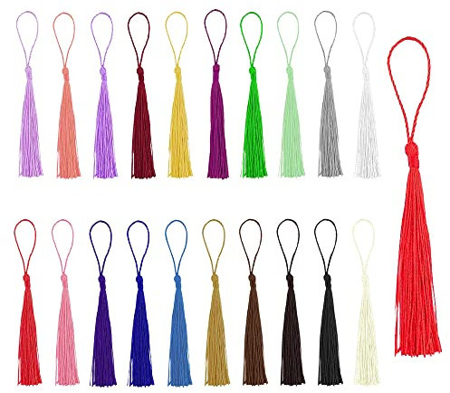 QINERSAW Quasten 20 Farben 140 Stück Mini Quasten Bunte Quasten mit Schlaufe Seidig Quasten Anhänger Weiche Quasten als Lesezeichen handgefertigte Troddeln Quasten für DIY Schmuck Schlüsselanhänger