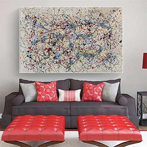 Jackson Pollock Poster und Drucke bereit zum Aufhängen abstrakte Graffiti Kunst Gemälde auf Leinwand Bild für Home Interior Decor 75x110cm Innenrahmen