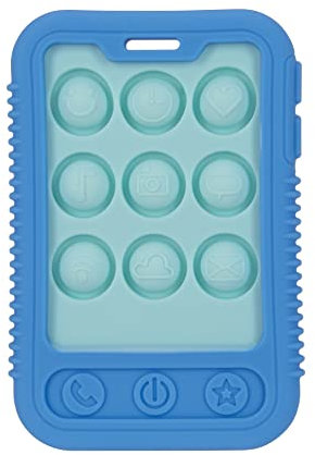 Nuby Baby Zahnungsspielzeug, ab 3 Monaten, Giggle Bytes Sensory Popper Handy, blau