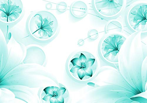 wandmotiv24 Fototapete Türkis 3D Kreise Abstrakt Ornamente, 400 x 280 cm - selbstklebende Strukturtapete, Wanddeko, Wandbild, Wandtapete, Blumen M4414