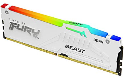 Kingston FURY Beast Bianco RGB 16GB 6000MT/s DDR5 CL40 DIMM Memoria Gaming per Computer Fissi Modulo Singolo Intel XMP - KF560C40BWA-16