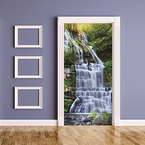 3D Türtapete Selbstklebend Türaufkleber - Wasserfall-Fluss-Landschaft 80 X 200 Cm Tür Poster - Pvc Wasserfest Wandtattoo Für Schlafzimmer Wohnzimmer Tür Dekoration Tapete - Fototapete Für Kinderzimme