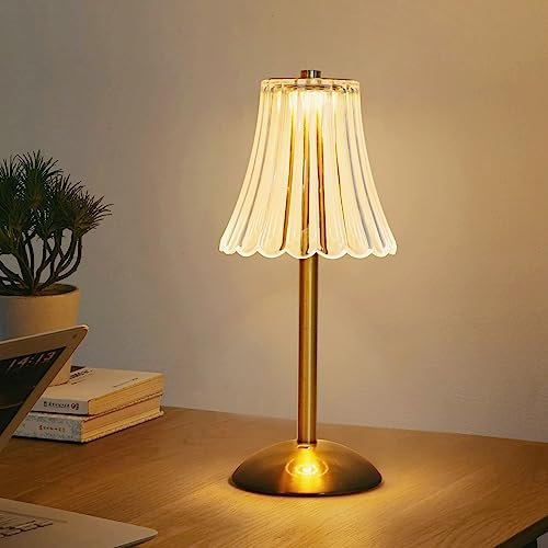 Tealight Lámparas de Mesita de Noche Táctil Regulable, 3 Color Cristal de Mesa, USB Recargable Lampara de Noche LED para Dormitorio Salón Restaurante