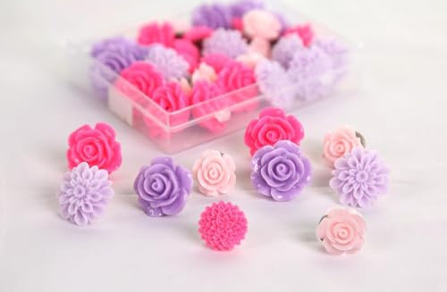 25 Stück Blumen-Reißzwecken für Korktafel, dekorative Pinnwand-Pinnnadeln, niedliche Reißnägel als Bürokabinen-Dekoration für Jute, Notiztafeln
