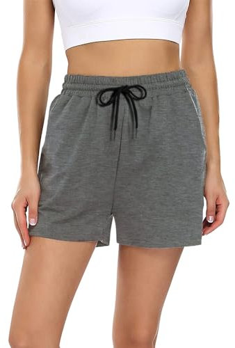 FGFD&OU Pantaloncini Donna Cotone Pantaloncini Sportivi da Corsa Pantalone Corti Tuta Traspirante JoggingShorts Allenamento Palestra da Yoga e Fitness e Tennis per L'Estate (Grigio Profondo, L)