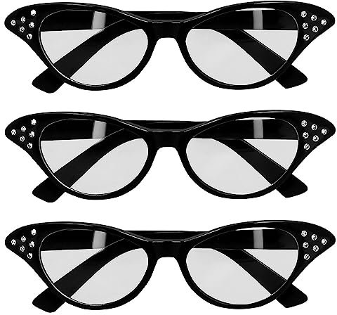 Boland 02664 - Partybrille 50er Jahre, 3 Stück im Set, Brillen für Erwachsene, Spaßbrille, ohne Sehstärke, Sonnenbrille, Zubehör für Faschingskostüme