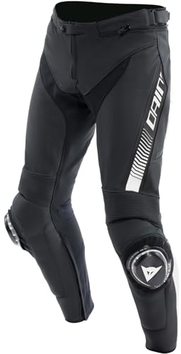 Dainese Motorradhose Super Speed Lederhose Stiefelhose, Black/White, 54