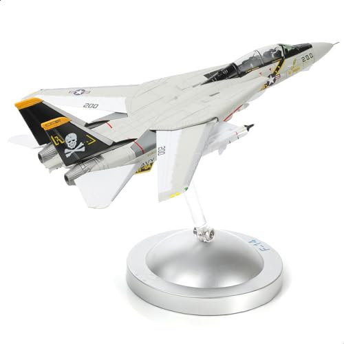 NUOTIE F-14A Tomcat 1/100 Metall Flugzeug Modellbausätze mit Ständer VF-84 Jolly Rogers DieCast Alloy Fighter Modell Jet Replik Vorgefertigte Militärflugzeugsammlung für Display oder Geschenk