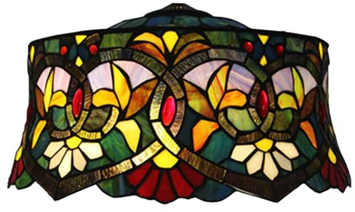 BOTOWI 18 Zoll Tiffany Buntglas Lampenschirm Ersatz nur, Barock Lampe Kamin, Vintage handgefertigte Blumenlichtabdeckung Zubehör für Tischlampe Pendelleuchte Stehlampe Leuchte Halterung