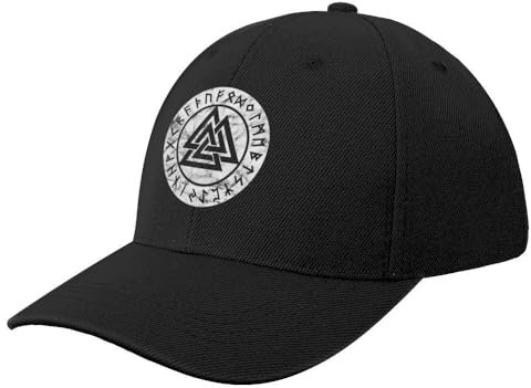 NIBABA Damen Skandinavische Valknut Odin Wikinger Rune Baseball Cap Herren Sport Caps Sommerhut Verstellbar Baseball Einheitsgröße, Schwarz , 6 3/4/7 1/2