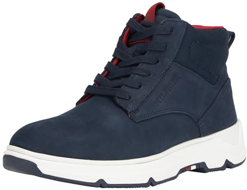 Tommy Hilfiger Uomo Stivali Bassi Hybrid Chukka in Pelle, Blu (Desert Sky), 43