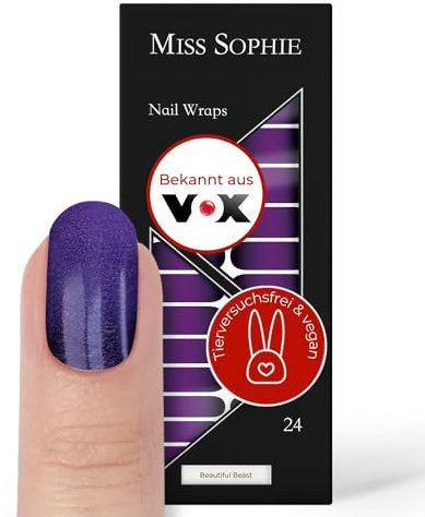 Original Miss Sophie Nagelfolien Halloween I 24 ultra-dünne Nagellack-Streifen mit Farbverlauf Beautiful Beast I Für Finger- & Fußnägel I Hält auf Natur- sowie lackierten, Acryl-, Gel- & Shellac-Nägel