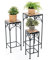 HOMASIS 3er Set Mosaik Beistelltisch Blumentreppe, Vintage Pflanzenständer Blumenständer Blumenregal mit Mosaikplatte, runder Mosaiktisch Metall, Blumenhocker für Zuhause Garten Balkon (Quadra,gelb)