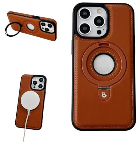 YODAOLI Luxurious Leather Invisible Stand for iPhone Case, Luxurious Leather Magnetic for iPhone Case with Invisible Stand, Zentric Phone Case for iPhone 15/14/13/12/11 Promax (for iPhone 12,Brown)