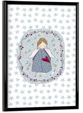 artboxONE Poster mit schwarzem Rahmen 18x13 cm Weihnachten Engel mit Herz - Bild Weihnachten Engel flügel