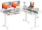 Claiks Eckschreibtisch Höhenverstellbar 160x140cm mit Dual-Motor, L Form Höhenverstellbarer Schreibtisch mit Schubladen, L-förmiger Schreibtisch auf Rollen, Weiß