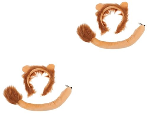 MAGICLULU 2 Sätze Tierstirnband Tierschwanz-cosplay Weiblicher Kopfschmuck Anzug Für Kinder Krawatte Stirnbänder Für Kleinkinder Tierohren Hoch Bankett Plüsch Abschlussball Haarring