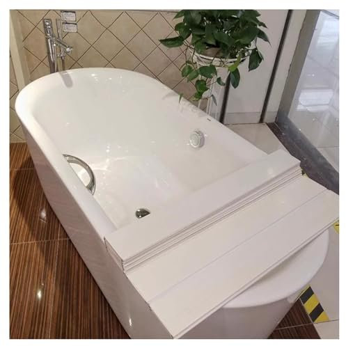 Badewannenablage, Ausziehbar, Staubschutz, Badewannendeckel, Weiß, Faltbare Pvc-Badewannen-Isolierabdeckung, Dicke 0,6 Cm, Multifunktionaler Rollladen-Aufbewahrungsständer, Multifunktional (70 X 150