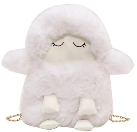 Watreketal Schultertasche,2024 Süße Schaf-Kettentasche, modische Handytasche, weiche Umhängetasche aus Plüsch, vielseitige Schultertasche für Frauen und Mädchen