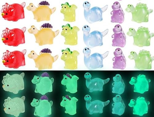 Mrltau 30 Mini Dinosaurier aus Kunstharz, Leuchtend im Dunkeln, Kleine Dino Figuren