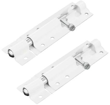 Primes DIY 2 PCS Heavy Duty Tower Bolt with Screws White (4), Door Lock Bolt, Strong Black Coated Door Barrel Bolt, Durable Slide Bolt for Increasing Security on Garden Gates & Shed Doors Pack of 1