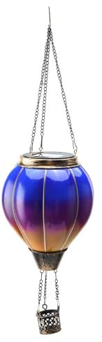 LED Solar Laterne Heißluftballon, Heißluftballon Solar Laterne Flackernde Flamme Hängende Solarleuchten Dekorative Außenlampe für Rasen Veranda Baum Hof