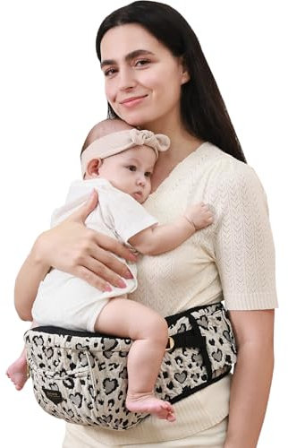 SUNVENO Baby Hüfttrage, CPC-Zertifizierte Ergonomische Trage für 3.2-20.4 kg mit Verstellbarem Erweitertem Bund, Rutschfeste Hüftsitzfläche für Neugeborene & Kleinkinder, Ganzjahres-Kindertrage,