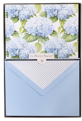 Hortensia Designer Cards Embossed Stationery, 10 Blank Cards & 11 Envelopes | Designer Cards Luxe Collection, Gold Foil Embossed Stationery Boxed Set 10 Blank Cards & 11 Envelopes, All Occasion Greetings