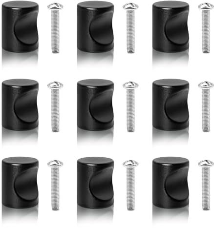 Dreamark 9 Stück Schrankknöpfe Zylindrisches Schwarz, Schubladenknöpfe Modern, Metall Möbelgriffe und Türknöpfe, Schubladengriffe mit Schrauben, Perfekt für Kommoden, Schubladen und Schränke