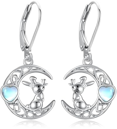 ONEFINITY Hasen Ohrringe für Frauen 925 Sterling Silber Mond Ohrringe Hasen Schmuck Hasen Geschenke für Mama Hasenliebhaberin