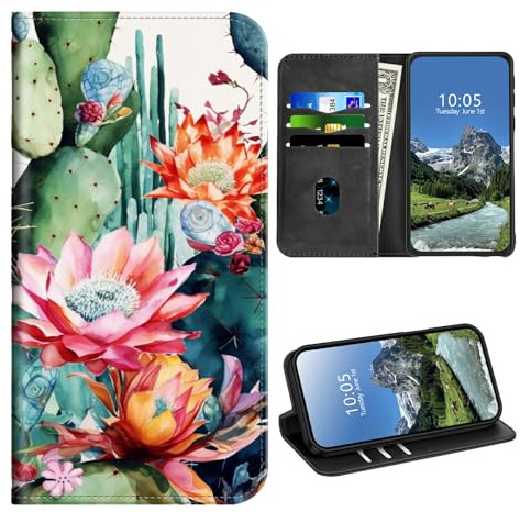 DIGTIALL Funda tipo cartera para BLU View 4 B135DL (BLU View 2 2023) con tarjetero y protección RFID para mujeres y hombres, funda magnética de piel sintética a prueba de golpes para BLU View 4