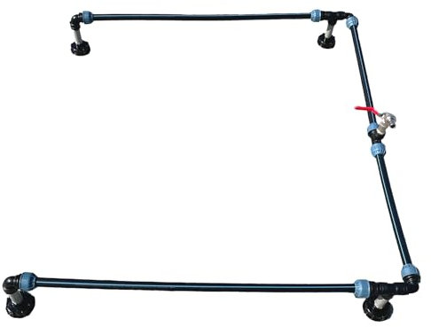 IBC Verbindungsset für 4 Container | Stapel- & Seitenverbindung | Zentraler Abfluss | 25mm x 3/4 | S60x6 |Wetterfest & UV-beständig | IBC Gitterkäfig geeignet | IBC Verbinder 4 Tanks