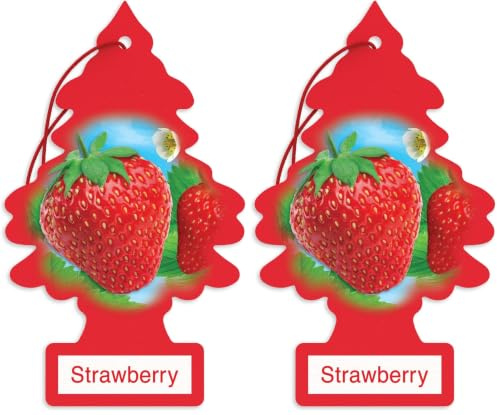 Little Trees Air Freshener Tree MTR0013 Strawberry Fragrance For Car Home Boat Caravan - Single Pack (Pack of 2)