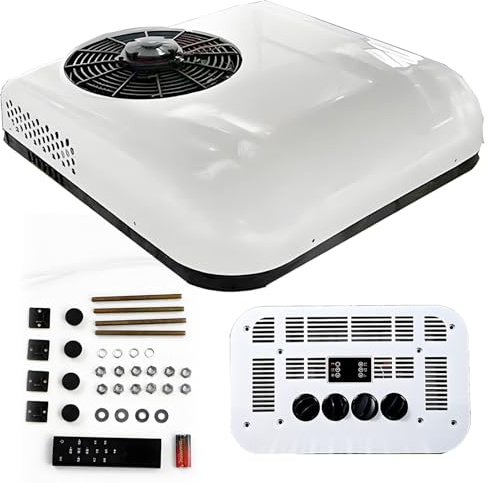 PxkVrin Air Conditioning Motorhome, Camper A/C Unit, 12 Volt DC Motorhome Air Conditioner, Fast Heating & Cooling, for Campers Motorhomes, Trucks, Vans. Cold/Hot-12V